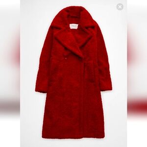 NWT American Eagle Red Teddy Overcoat